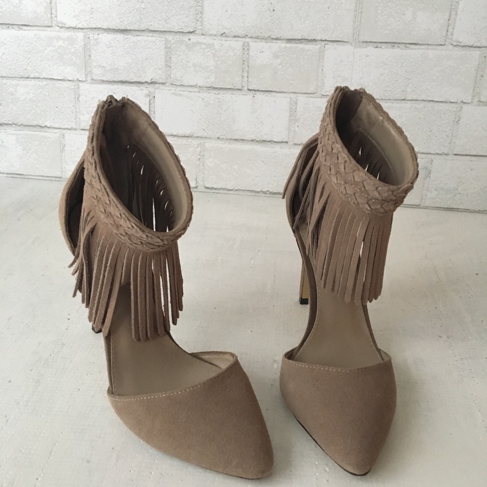 Steve Madden Ankle Fringe Heels 7.5